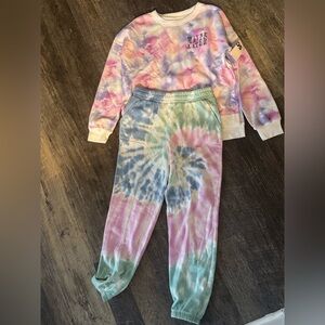 NWT Girls SO sweatsuit Pullover Sweatshirt Jogger sweatpants Tie Dye XL 16